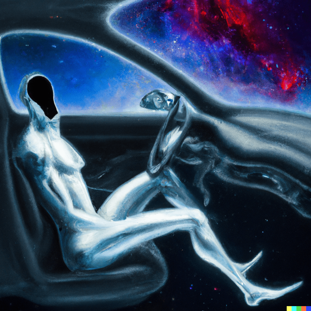 faceless body driving car in the universe